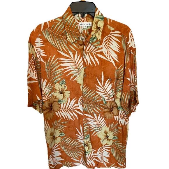 Pierre Cardin Hawaiian Button Down Shirt, Size Medium - Picture 1 of 3